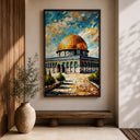 Abstract Islamic wall art with golden dome