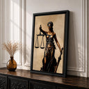 Themis goddess portrait featured in elegant office wall decor
