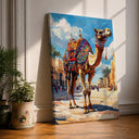 Camel Moroccan wall art in warm desert tones for living room decor