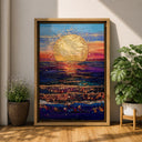 Beach-inspired wall art in golden hour landscape