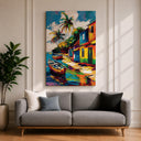 Colorful island landscape canvas print for beach bedroom decor