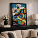 Bedroom wall decor tropical island landscape on framed canvas