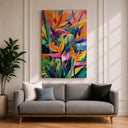 Close-up of Bird of Paradise petals on framed botanical print