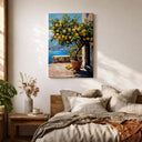 Ready-to-hang framed canvas with Mediterranean lemon tree design