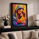Mary and Child Christian art on framed canvas