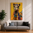 Warm toned Bedouin camel wall art for living room