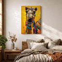 Geometric background camel portrait art piece