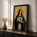 Religious wall art featuring Sacred Heart of Mary in a decorative frame