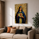 Mary with sacred heart in mosaic-inspired design for chapel