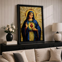Sacred Heart religious art - framed canvas for church decor