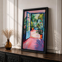 Boho style garden patio decor in framed canvas