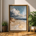 Seascape wall art with waves and sand