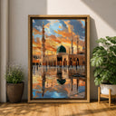 Medina Prophet Mosque Green Dome framed canvas art for home