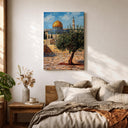 Full framed Masjid Al Aqsa olive tree wall art in a living space