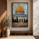 Framed mosque mosaic art suitable for living room