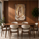 Catholic religious art featuring Virgin Mary on canvas