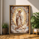 Mosaic halo Virgin Mary framed canvas detail