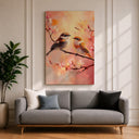 Songbirds with blossoms nature wall art for bedroom decor