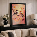 Bird couple scene with blossoms wall decor for bedroom