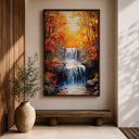 Warm autumn tones and dense foliage in framed canvas