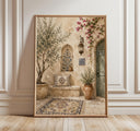 Neutral olive tree watercolor print from Palestinian courtyard collection